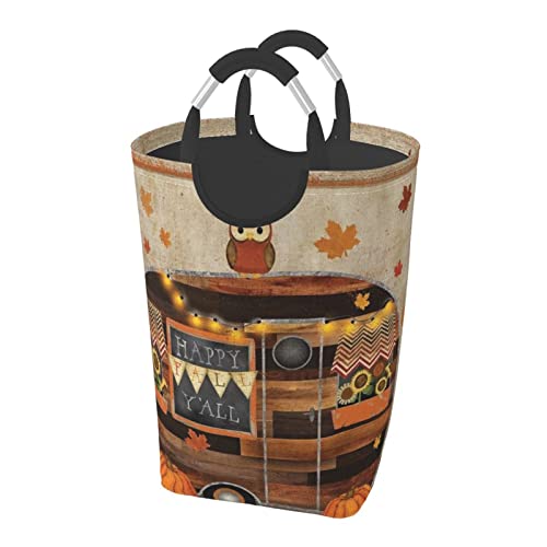 Happy Fall Camper - Cesta de lavandería grande con asas para pañales, juguetes, dormitorio, baño