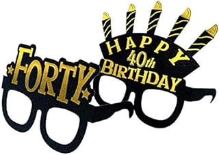 40th birthday decorations gold hats - cone hats with gold glitter cardstock, black gold theme 40th birthday party supplies for women men. 6 Count