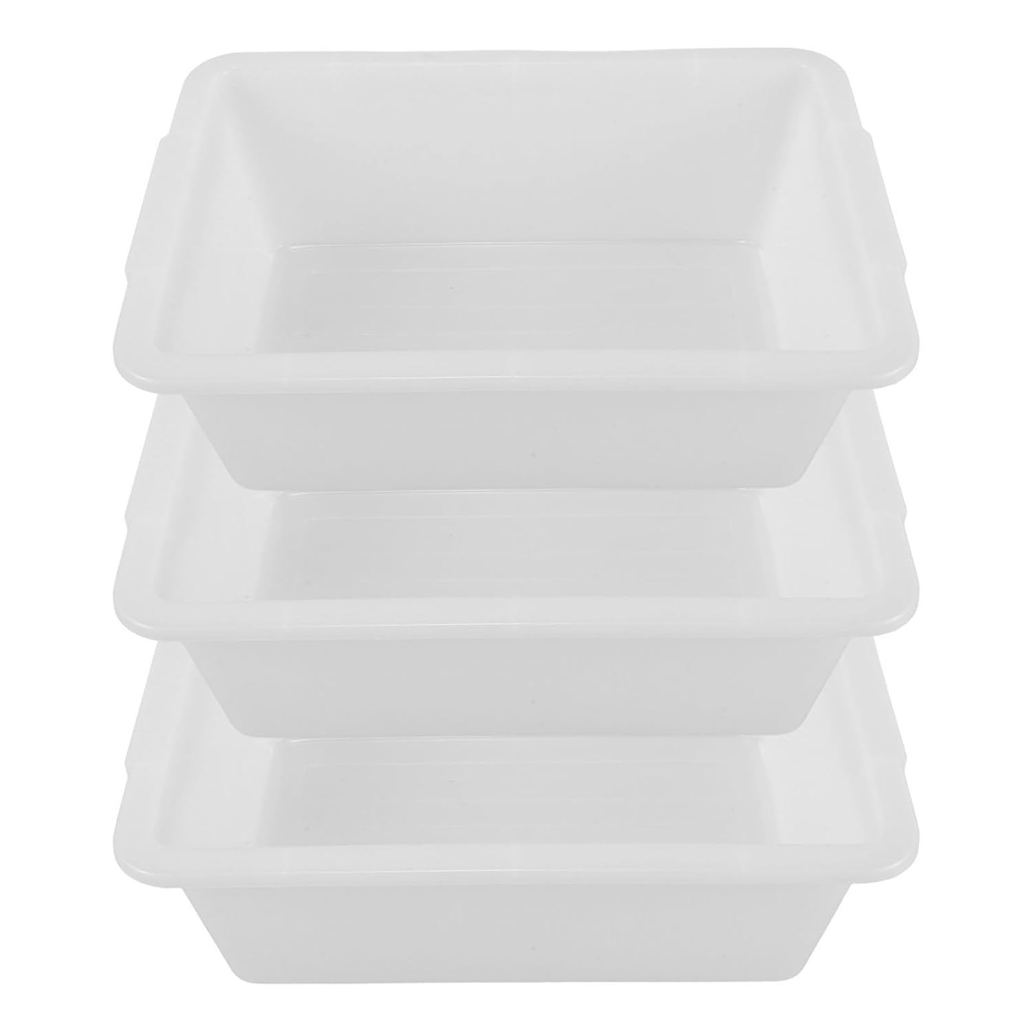 Luxshiny 3pcs Plastic Rectangular Bus Tubs with Handle Multipurpose Wash Basin Tub for Plates and Dishes Easy to Use Utility Tote for Pizzerias and Pantry