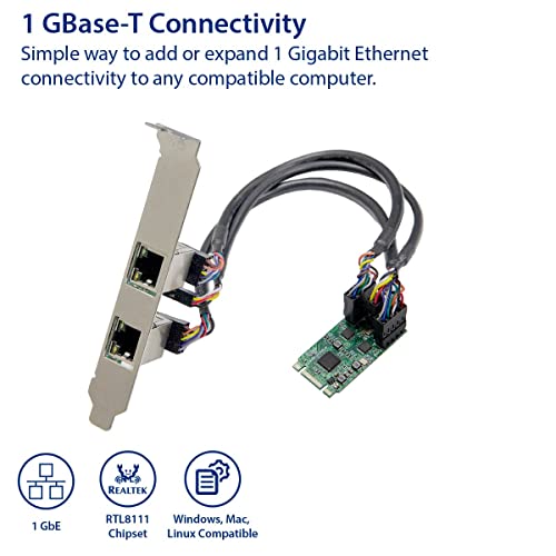 Image of I /O Crest M.2 (B & M-Key) PCIe Interface Single Port Gigabit Ethernet Modules NIC RealTek RTL8111H Chipset