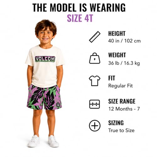 Image of Volcom Baby Boys Swim Set - 2 Piece Short Sleeve Swim Shirt Graphic Tees & Board Shorts - Infant Toddler Little Boys Swimsuit