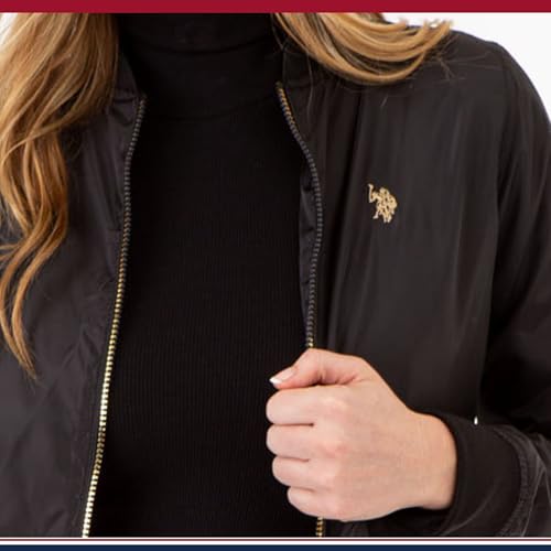 U.S. Polo Assn. Women Baseball Collar Bomber Jacket W/Snap Pockets2
