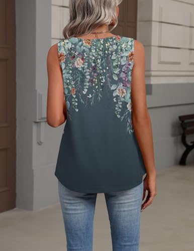 Image of Zeagoo Womens Tank Tops Summer Sleeveless Loose Fit Tops V Neck Pleated Shirts Basic Tees Dressy Casual Trendy Clothes