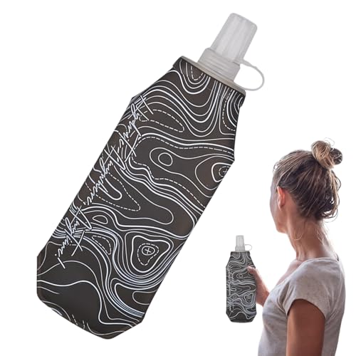 Botella de agua suave – Botella de agua plegable ligera de silicona | Práctica botella de hidratación para correr | Ideal para deportes al aire libre, senderismo y fitness