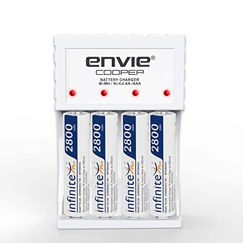 Image of ENVIE (ECR 20 MC+4xAA2800) Standard Rechargeable Battery Charger for AA & AAA Ni-mh /Ni-Cd with Batteries