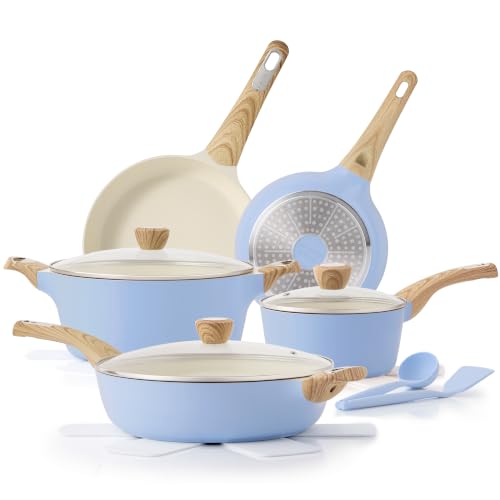 Image of SENSARTE Ceramic Pots and Pans Set Nonstick, Kitchen Cookware Sets, 14-Piece Induction Cookware, Non-toxic Healthy Non Stick Cooking Set, with Frying Pans Set, PFAS PTFE PFOA PFOS Free