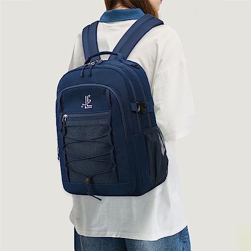 Lanola Basic Multi-Pocket Multipurpose Casual Backpack Water Resistant Bag for Business Travel Hiking Daypack - Dark Blue3