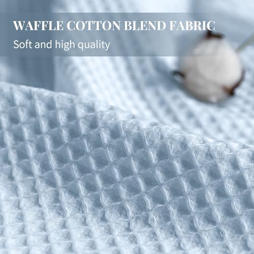 River Dream Misty Blue Fabric Shower Curtain Set, Cotton Blend, Waffle Weave, with Snap in Replacement Liner，71 x 86 inches by River Dream - Used condition - Image 5