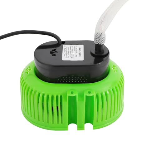 Mini Schmutzwasser Leise Tauchpumpe Poolabdeckpumpen max. Fördermenge 3000 l/h mit 3 Düse, 5m Schlauch und 7.5m extra langem Netzkabel max Förderhöhe 3.2m Flachsaugpumpe Wasser schnell aus Teichen