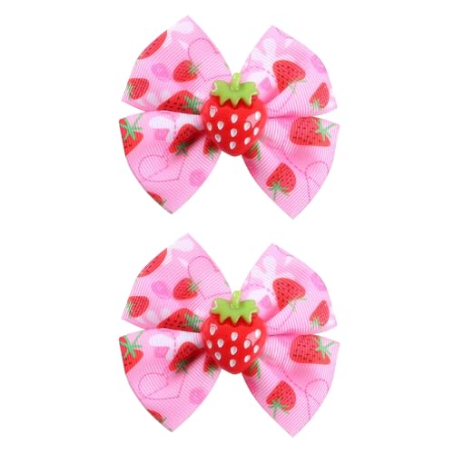 2 Piezas Pinzas para el Cabello con Diseño de Fresa, Clip Cocodrilo Decorativo para Niñas y Mujeres