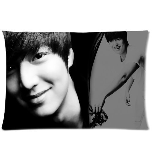 Soft Zippered Pillowcase Pillow case Cover 2030 Inch (Two Side) Black and White Lee Min Ho Actor Pattern Fashion Design