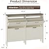 LOUVIXA Shoe Cabinet with 4 Flip Drawers, Narrow Shoe Storage Cabinet, Freestanding Shoe Cabinet Organizer, Hidden Shoe Rack Cabinet for Entryway, Hallway (4-Drawers, Off White-Brown)
