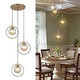 RIIGOOG 3 Light Pendant Lighting Modern Amber Glass Pendant Light Adjustable Hanging Pendant Lights