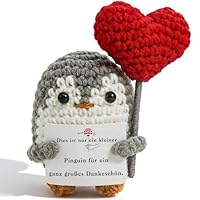TMEINSONN Dankeschön Geschenke Klein Gestrickte Positive Pinguin Glücksbringer für Frauen Männer Freunde Kollegen Erzieherin, Danke Geschenk Dankeskarten, Positive Kartoffel Ersatz Gehäkelte Geschenke