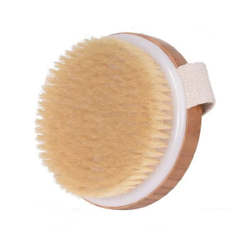 NIDY® Bamboo Bath Brush Bristle Massage Brush Bath Body Brush Round Head No Handle Brush Shower Brush Wet and Dry Brushing Body Scrubber with Soft and Stiff Bristles Suitable for All Kinds of Skin-image-19