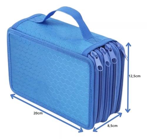 Estojo Organizador Escolar com 4 Compartimentos, Menina Menino,Cores Sortidas (Azul)