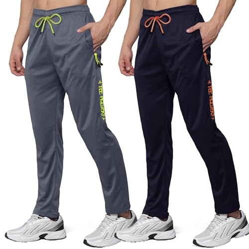 Image of Pinkmint Men's Lycra Track Pants, Soft & Comfortable Gym Joggers for Running, Workout & Sports (Available in Plus Size and Combo Pack of 2)