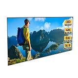 Schermo per proiettore con Telaio Fisso da 72 Pollici, 16:9 8K 4K Ultra HD 3D Ready, Montato a Parete, Bianco, per Home Cinema Interno, Ufficio