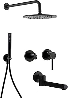 Système de Douche Noir Double-Fonctionnel Pommeau de Douche de tête Rond Pommeau de Douche Haute Pression et robinets mélangeurs de Douche avec kit de Douche-A (Couleur : B)