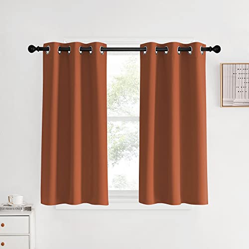 NICETOWN Kitchen Curtains Small Window Curtains & Drapes, Burnt Orange, 34" W x 40" L, 2 PCs, Thermal Insulated Solid Grommet Panels for Cupboard, Lof