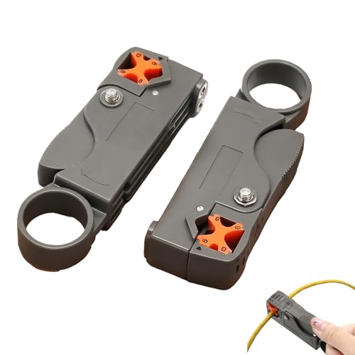 YAFIYGI 2Pcs Cable Stripper Coax Wire Cutter Strippers Tools Jacket Mini Cutters Kit for RG59 RG58 RG6 RG11 Compression and Crimping Tool Set for Wires