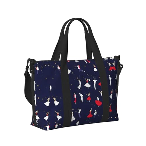 Ballroom Dance Pattern print Gym Bag for Women,Carry on Weekender Overnight Duffle Bag,Personal Item Tote Bag3