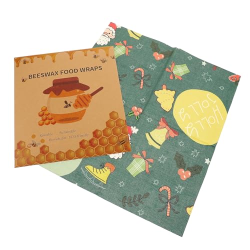 TOGEVAL Pellicole di Cera D’Api Riutilizzabili per Alimenti Set da 3 Fogli in Cotone Biologico Involucri Ecologici per Conservazione Naturale di Pane Frutta e Avanzi in Cucina