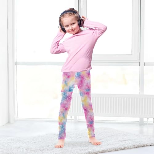 Boccsty Blue Pink Tie Dye Colorful Girls Leggings Kids Yoga Pants Dance Active Tights 4T4