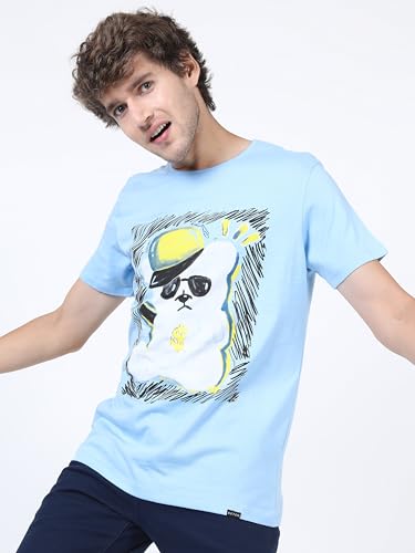 Image of KETCH Men Cotton Slim Fit Printed Half Sleeve T-Shirt
