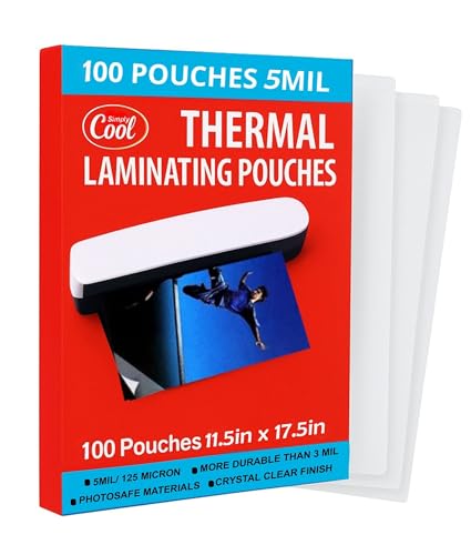 5MIL Thermal Laminating Sheets (100 Count) 11.5x17.5 inch, Legal Size Dry-Erase Friendly Laminating Pouches, Compatible with Laminators, Crystal Clear Laminated Finish