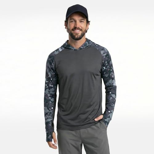 LOOGU Men’s UPF 50+ Sun Protection Hoodie Shirt Quick Dry Lightweight Long Sleeve Rash Guard for Fishing Swimming Beach — view 2