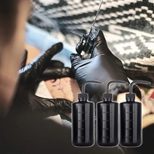 UPTATSUPPLY 3 PCS Tattoo Bottle Squeeze Wash Bottle Convenient Green Soap Supply Wash Tattoo Accessories (500ml Black)