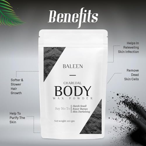 Image of BALEEN Bikini Wax Powder Women with Charcoal 120 Gm (Pack Of 6) | Painless Herbal Hair Removal Powder for women Bikini Area, Legs, Hands & Underarms with No Harmful Chemicals, No Irritation