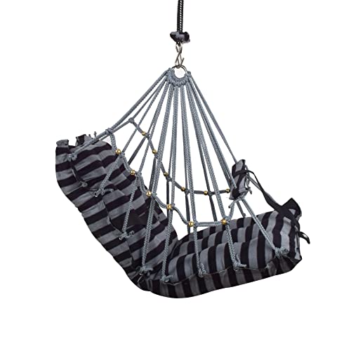 Image of Cotton Swing Chair for Kids Baby's Children Folding and Washable1-3 Years with Safety Belt /Home,Garden Jhula for Babies|Swing for Kids | Seat and Back Side 16x16 inch