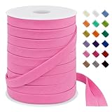 LEREATI Pink Bias Tape Double Fold 1/2 Inch x 55 Yards, Polyester Fabric Seam Binding Tape for Sewing, Seaming, Hemming, Piping, Quilting, Upholstery Trim