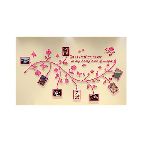 Pegatinas de Pared 3D acrílicas con marco de ratán rosa de 152x82cm para salón 2