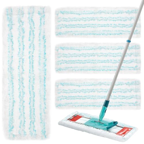 4 Stück Wischbezüge Zubehör für Leifheit Profi XL Micro Duo / Profi XL Cotton Plus, Mikrofaser Putzlappen , Bodenwischer Ersatzbezug für Alle Hartböden