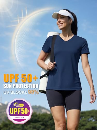 Image of MAGCOMSEN Women's Short Sleeve T-Shirt Quick Dry Athletic Tee Shirt Running Workout Yoga Top Tee Performance Shirts