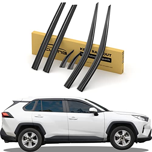 Aclong Rain Guards Fit For Toyota Rav4 2019-2023 Extra Durable Tape-On Side Window Vent Visor Deflectors Rain Guards Compatible With Toyota Rav4 2019 2020 2021 2022 2023, 6-Piece Set #TOP21
