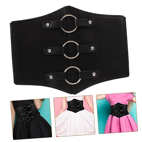 Elastic Wide Waist Belt for Women Vintage Renaissance Corset with Imitation Leather Fits Waist Cincher for Dresses and Shirts4