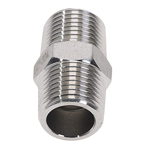 Image of Beduan 1 /2 inch Male to 1 /2 inchMale NPT Hex Nipple Stainless Steel Pipe Fitting (Pack of 4)