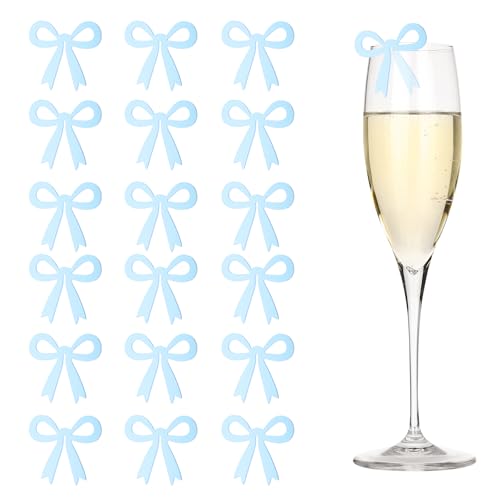 Marcadores de bebida reutilizables PATIKIL, 50 etiquetas de lazo azul para bodas y eventos