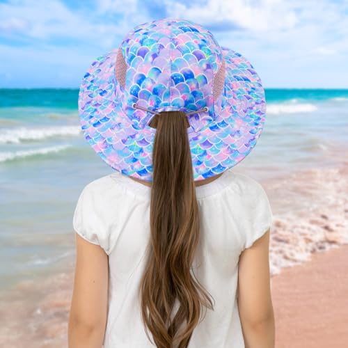 Image of Kids Sun Hat for Toddler Girls Unicorn Bucket Hats UV Protection Summer Hat for Kids Wide Brim Fishing Hat 2-8 Years