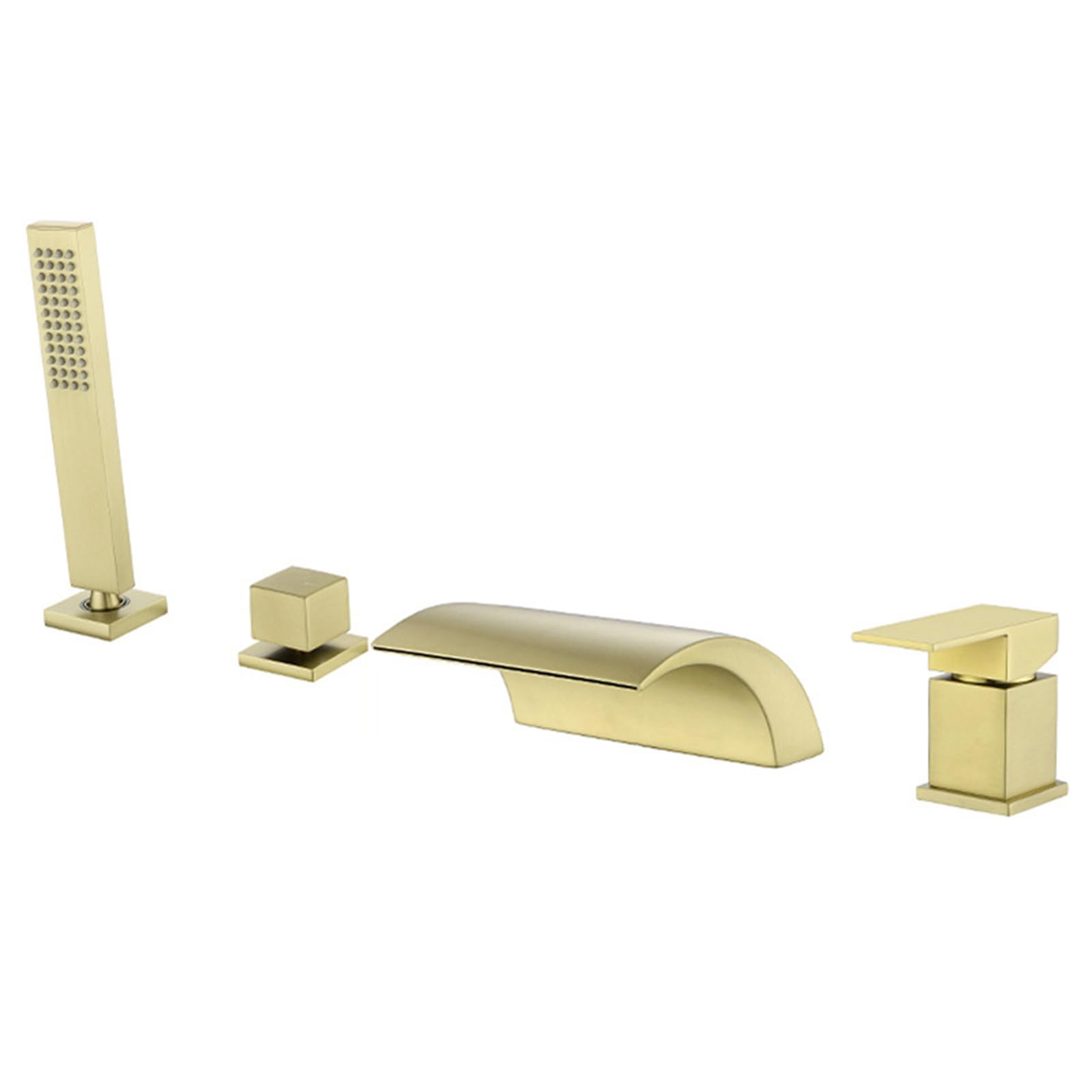 Mitigeur Bain Douche 4 Trous Robinet Baignoire avec Douchette Or Brossé