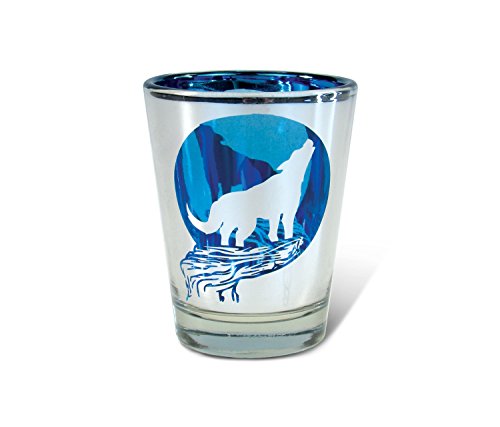 Puzzled Silver Majestic Wolf Shot Glass, 1.70 Oz. Tequila Cocktail Whisky Vodka Unbreakable Glassware Novelty Shooter Glasses Handcrafted Drinkware #TOP16