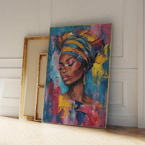 Peinture moderne de femme noire pour habiller un mur vide de salon