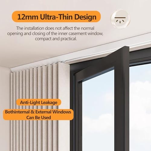 Ultra-Thin Aluminium Ceiling Curtain Track System, 7ft Room Divider Rod with Quiet Pulleys, Easy Install, White Color - Perfect for Home & Office Décor