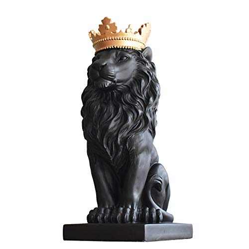 Sculpture De Lion De Couronne, Résine Statue Royale Du Roi Lion Accueil Mascotte D’Animal Constellation Décoration Ornement Idéal Nouvel An/Anniversaire/Statue D’Affaires Cadeau Cover