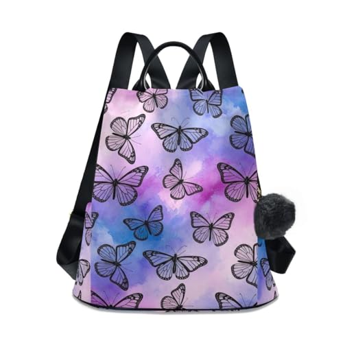 Sac à dos femme violet contre le vol avec grand sac de voyage assorti