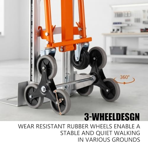 4 in 1 Stair Climbing Hand Truck 1000Lbs Capacity, Convertible Aluminum Hand Truck Foldable Dolly Utility Cart, Heavy Duty Stair Climbing Cart with Solid Rubber Tri-Wheels by Yonopro - Used condition - Image 6